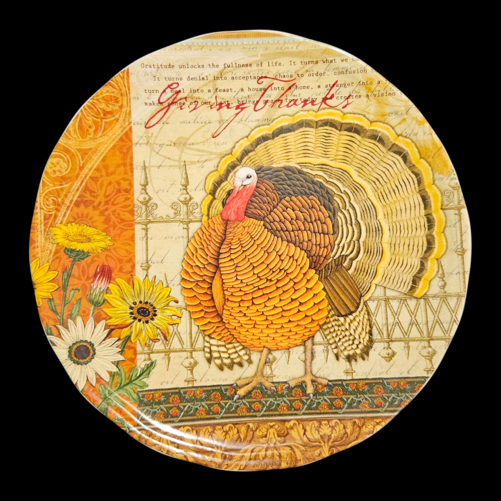Silvestri Turkey Thanksgiving Salad Plate 9 Inch Autumn Fall Harvest